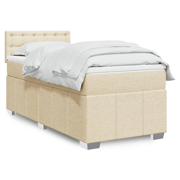 vidaXL Posteľn&yacute; r&aacute;m boxspring s matracom kr&eacute;mov&yacute; 90x190 cm l&aacute;tka