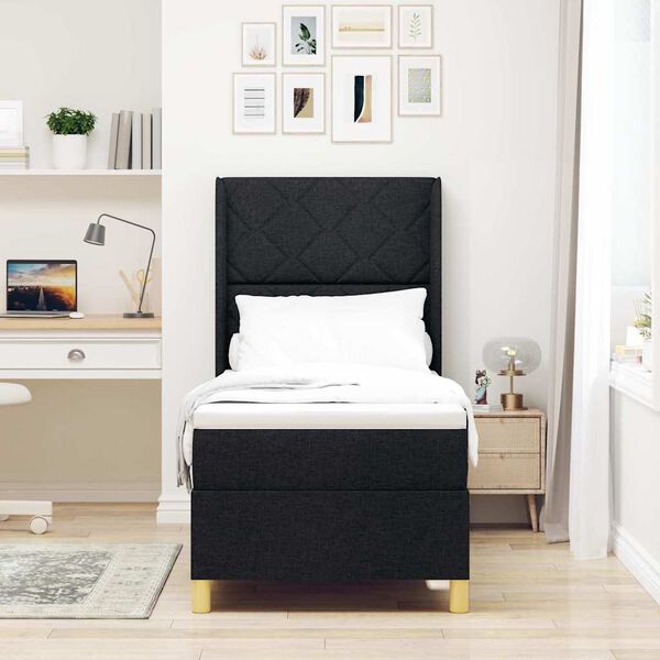 vidaXL Posteľ Box Spring s matracmi Čierna 80 x 200 cm l&aacute;tka