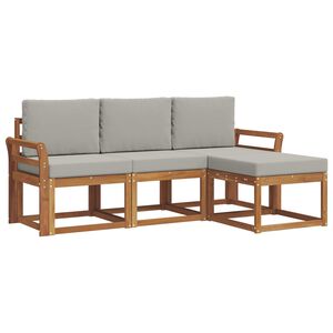 vidaXL Z&aacute;hradn&aacute; s&uacute;prava gaučov s vank&uacute;&scaron;om 4 pcs Pr&iacute;rodn&aacute; a svetlosiv&aacute;