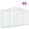 vidaXL Oblúkové gabiónové koše 6ks 200x30x100/120cm pozinkované železo