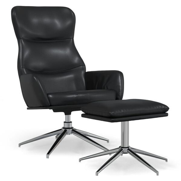 vidaXL Relaxačn&eacute; kreslo s podnožkou leskl&eacute; čierne umel&aacute; koža