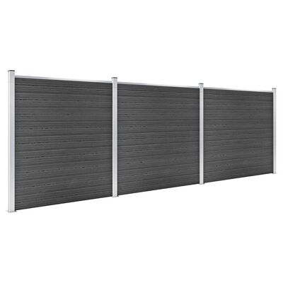 vidaXL Sada plotových panelov WPC 526x186 cm čierna