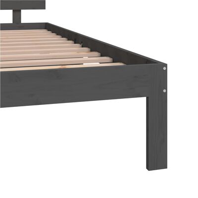 vidaXL Posteľný rám, sivý, drevený masív 135x190 cm, dvojlôžko
