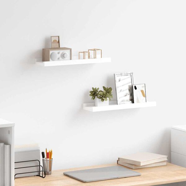 vidaXL Poličky na zar&aacute;movan&eacute; obr&aacute;zky 2 ks biele 40x9x3 cm MDF