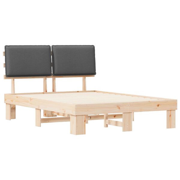 vidaXL Rám postele s čalúneným čelom Tmavo šedá 140 x 200 cm