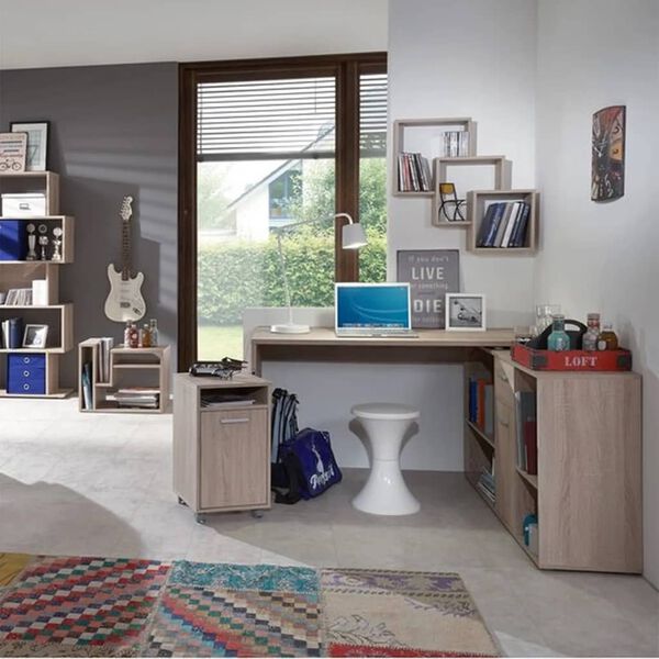 FMD Nástenná polica s 3 priehradkami dubová farba