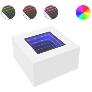 vidaXL Konferenčn&yacute; stol&iacute;k+LED, biely 60x60x40 cm, kompozitn&eacute; drevo