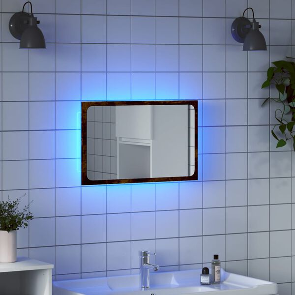 vidaXL LED k&uacute;peľňov&eacute; zrkadlo dub sonoma 60x8,5x38 cm kompozitn&eacute; drevo