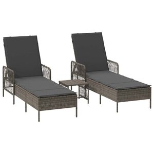 vidaXL Leh&aacute;tko 3 pcs Siv&aacute; a tmavo siv&aacute; 55 x 200 x 92 cm polyratan