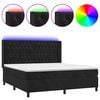vidaXL Posteľ boxsping s matracom a LED čierna 180x200 cm zamat