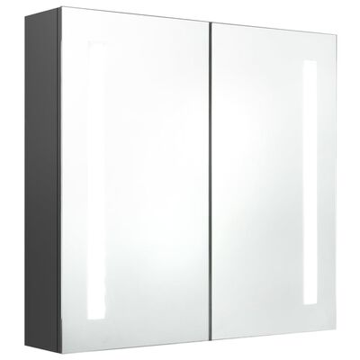 vidaXL LED kúpeľňová zrkadlová skrinka sivá 62x14x60 cm