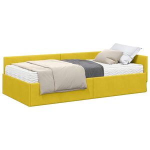 vidaXL Rohov&yacute; r&aacute;m postele s matracom 2 ks Žlt&aacute; 80 x 200 cm Zamat