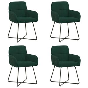 vidaXL Jed&aacute;lensk&eacute; stoličky 4 pcs Zamat Tmavozelen&aacute; 59 x 56,5 x 86 cm