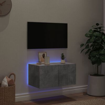 vidaXL TV nástenná skrinka s LED svetlami betónovo sivá 60x35x31 cm