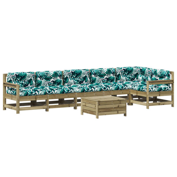 vidaXL 7-dielna z&aacute;hradn&aacute; sedacia s&uacute;prava s vank&uacute;&scaron;mi impreg. borovica