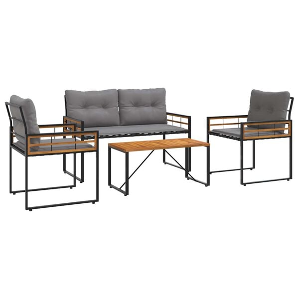 vidaXL Záhradný nábytok s vankúšom 4 pcs Svetlosivá