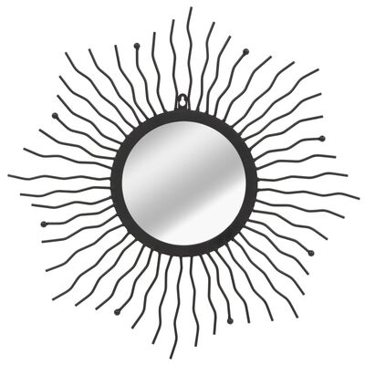 vidaXL Záhradné nástenné zrkadlo dizajn slnečných lúčov 60 cm čierne