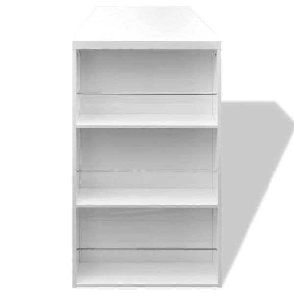 vidaXL Barový stolík, MDF, so stojanom na víno, vysoký lesk, biely