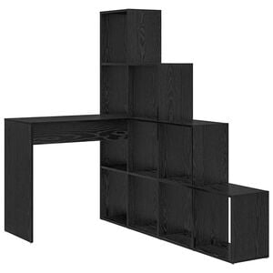 vidaXL Rohov&yacute; st&ocirc;l s poličkou Čierny dub 101,5 x 149,5 x 149,5 cm