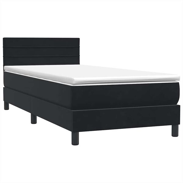 vidaXL Posteľn&yacute; r&aacute;m boxspring s matracom čierny 80x220 cm zamat
