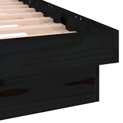vidaXL Posteľný rám LED čierny 135x190 cm dvojlôžko masívne drevo