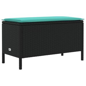 vidaXL Z&aacute;hradn&yacute; taburet Čierna a tyrkysov&aacute; 80 x 38 x 42 cm PE ratan