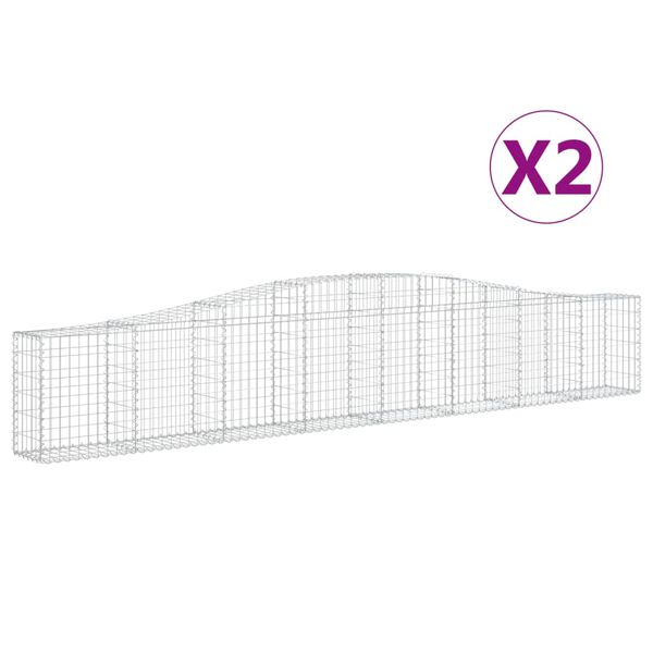vidaXL Obl&uacute;kov&yacute; gabionov&yacute; k&ocirc;&scaron; 2 ks 400x30x60/80 cm pozinkovan&eacute; železo