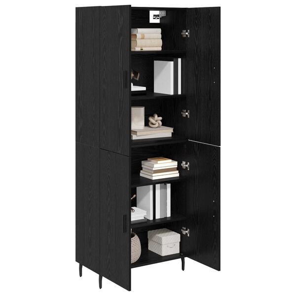 vidaXL Highboard 2 pcs Čierny dub Drevovl&aacute;knit&aacute; doska a sklo