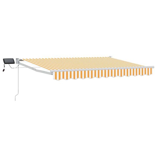 vidaXL Ručn&aacute; vys&uacute;vacia mark&iacute;za s LED Žlt&aacute; a biela 3,5 x 2 m