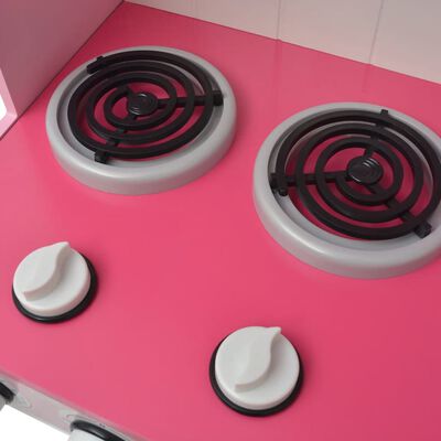 vidaXL Drevená detská kuchynka, 82x30x100 cm, ružovo- biela