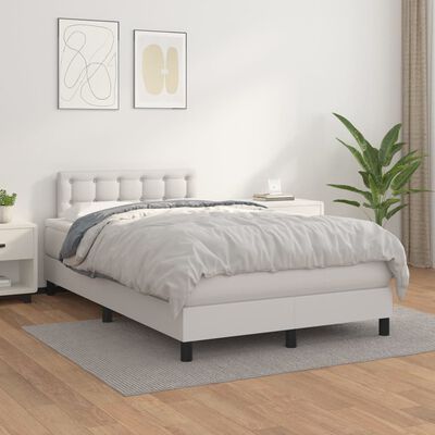 vidaXL Boxspring posteľ s matracom biela 120x200 cm umelá koža
