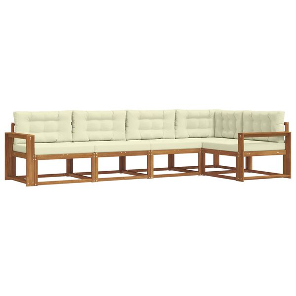 vidaXL Z&aacute;hradn&aacute; s&uacute;prava gaučov s vank&uacute;&scaron;om 5 pcs Pr&iacute;rodn&aacute; a kr&eacute;mov&aacute;