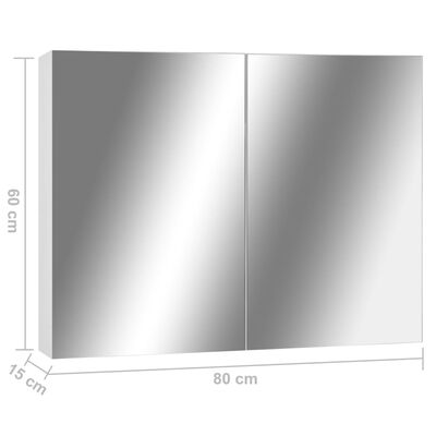 vidaXL Kúpeľňová skrinka so zrkadlom, biela 80x15x60 cm, MDF