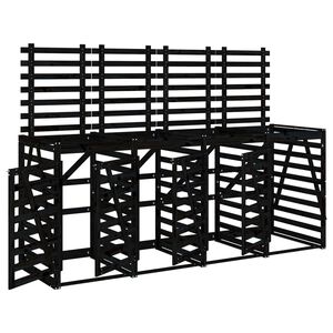 vidaXL Úložný box na štyri odpadkové koše čierny masívna borovica