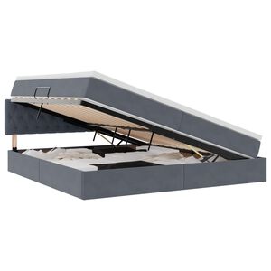 vidaXL Postel s &uacute;ložn&yacute;m prostorem a LED svetlom s LED Tmavo &scaron;ed&aacute; Zamat