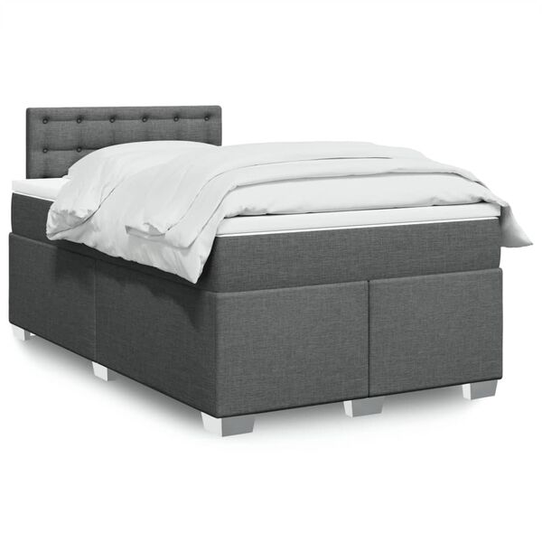 vidaXL Boxspring posteľ s matracom, tmavosiv&aacute; 120x190 cm, l&aacute;tka