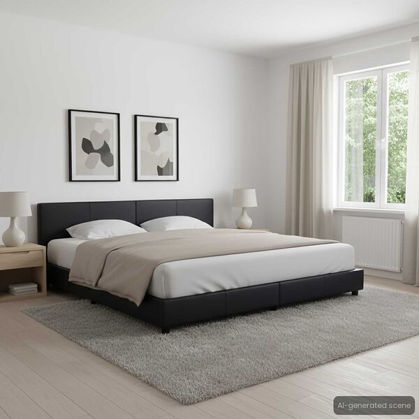 vidaXL Posteľný rám, čierny, umelá koža 180x200 cm