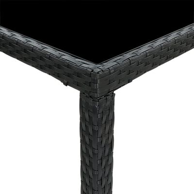 vidaXL Záhradný barový stôl čierny 130x60x110 cm polyratan a sklo