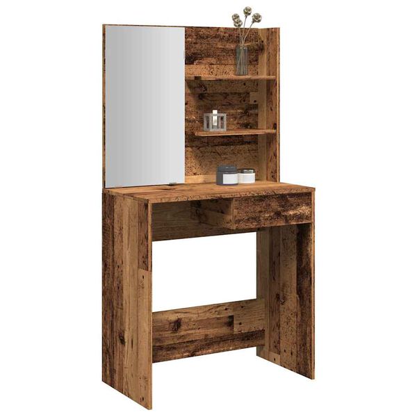 vidaXL toaletn&yacute; stol&iacute;k so zrkadlom Old Wood 74,5x40x141 cm