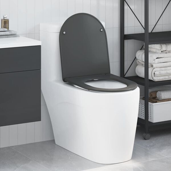 vidaXL Rýchlo uvoľňovacie wc sedátko Antracit 44 x 36.4 x 3.4 cm