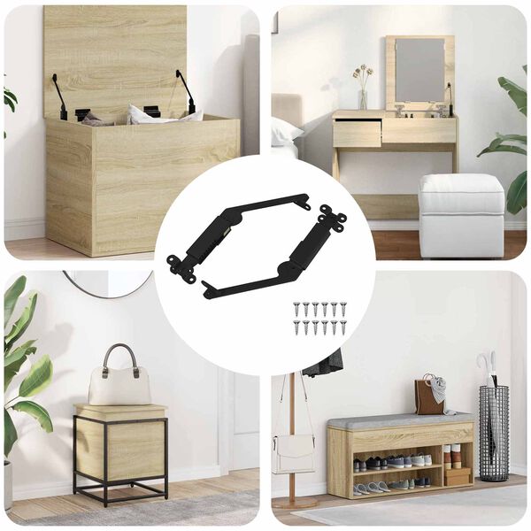 vidaXL Hinge na podporu viečka 2 pcs Čierna 192 x 32 x 50 mm Oceľ