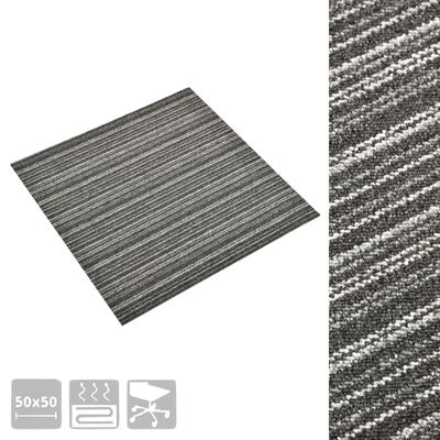 vidaXL Kobercové podlahové dlaždice 20 ks 5 m² 50x50 cm pruhy antracitové