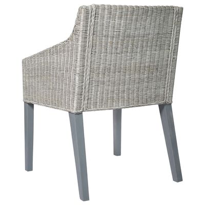 vidaXL Jedálenská stolička so sedákom sivá prírodný ratan
