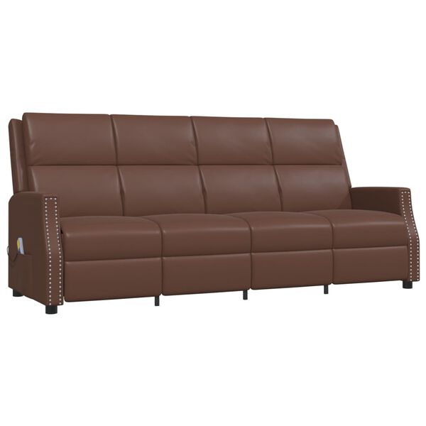 vidaXL 4-miestne sklápacie masážne kreslo, hnedé, umelá koža