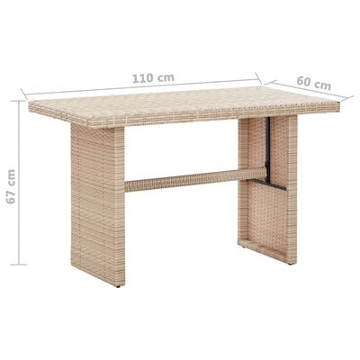vidaXL Záhradný stôl, béžový 110x60x67 cm, polyratan