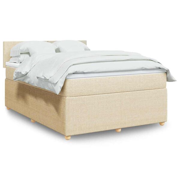 vidaXL Posteľn&yacute; r&aacute;m boxspring s matracom kr&eacute;mov&yacute; 140x200 cm l&aacute;tka
