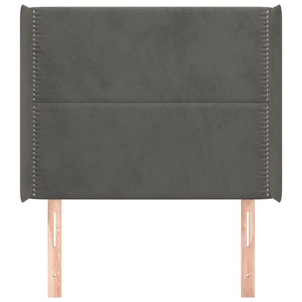 vidaXL Čelo postele so z&aacute;hybmi tmavosiv&eacute; 93x16x118/128 cm zamat