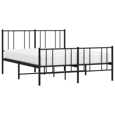 vidaXL Kovový rám postele s čelom a podnožkou čierny 135x190 cm