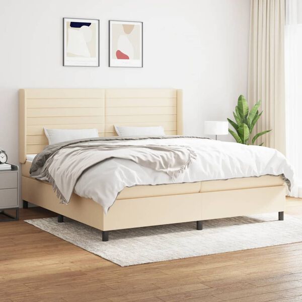 vidaXL Boxspring posteľ s matracom kr&eacute;mov&aacute; 200x200 cm l&aacute;tka
