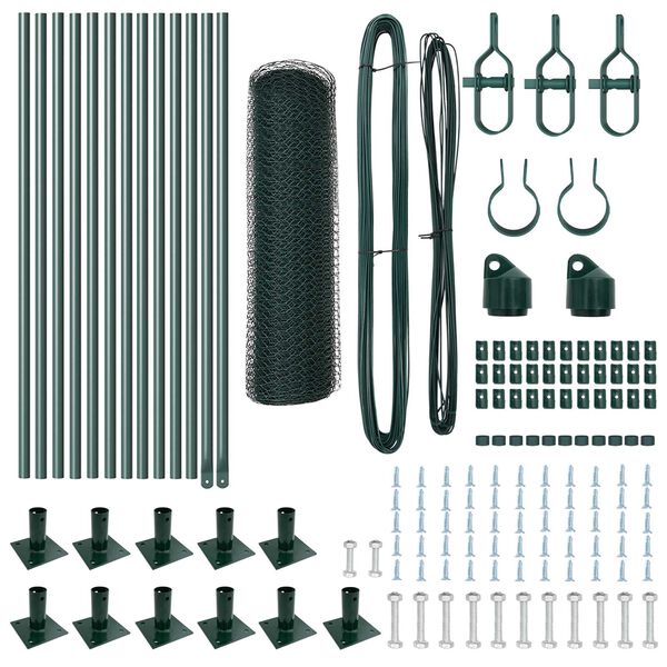 vidaXL Stĺp na plot. Zelená 25 x 0,4 m (25 mm sieť) Ocel a PVC